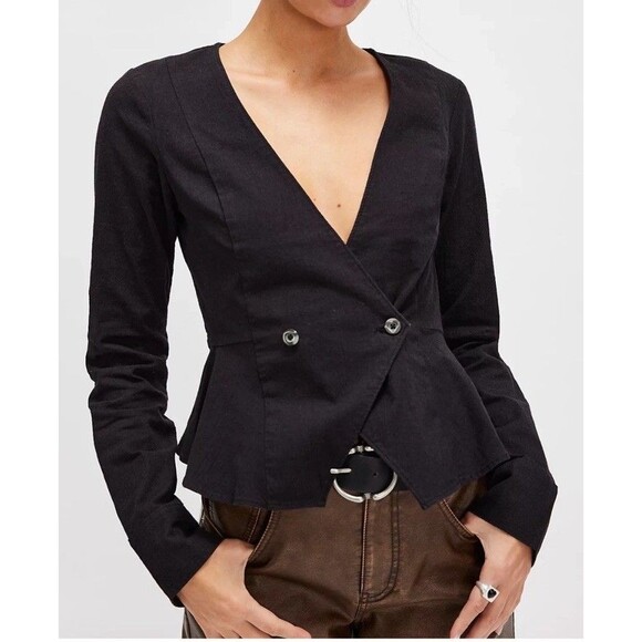 Free People Tops - Free People City Life Button-up Shirt In Black Size L